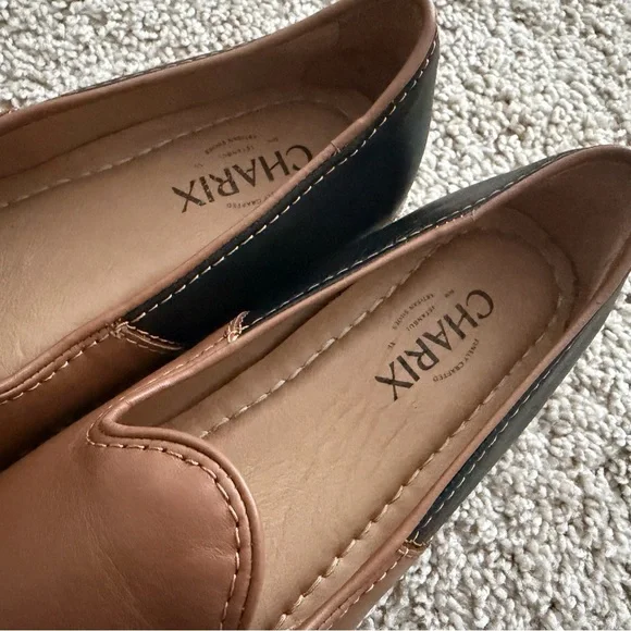 Charix Camel Black Leather Slip-On Shoes Size 40 NWOB - Picture 6 of 9